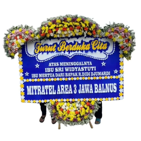 Papan Bunga Duka Cita Biru Klasik