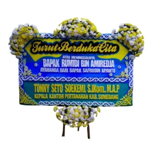 Papan Bunga Duka Cita Biru Motif Batik