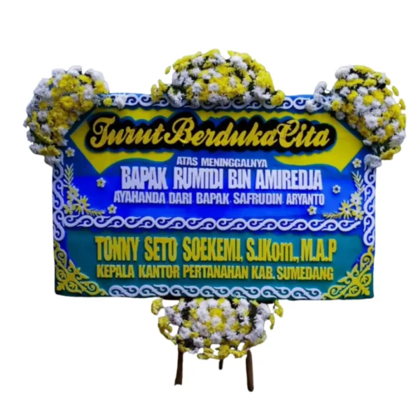 Papan Bunga Duka Cita Biru Motif Batik