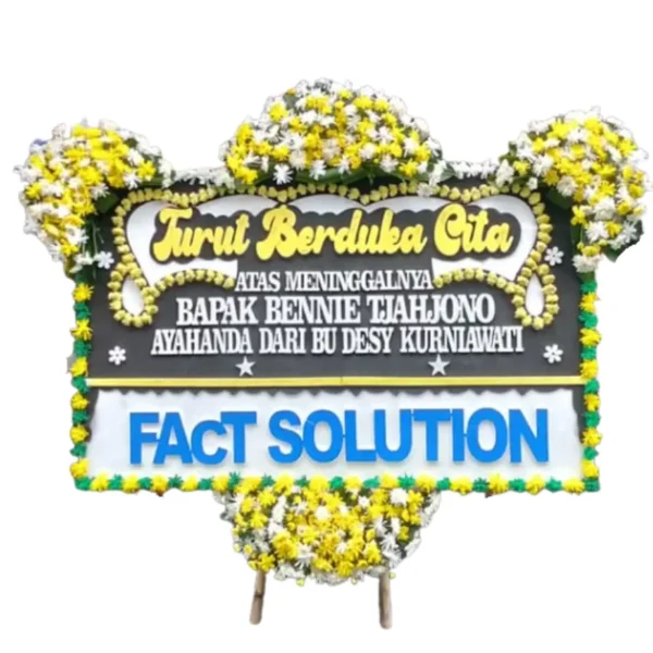 Papan Bunga Duka Cita Kuning Putih